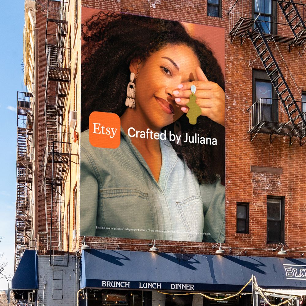 A picture of Etsy's billboard that helps showcase their new creativity standards.